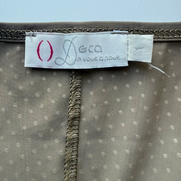 Deca De Vous A Nous Polka Dot Brown Zip Front Mini Dress T1 Adjustable Straps - Picture 5 of 9
